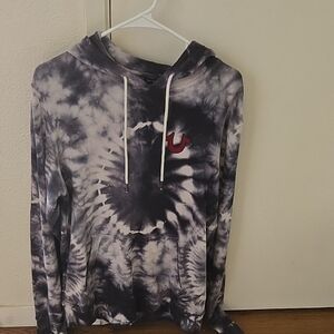 True Religion Black and White Tie-Dye Hoodie